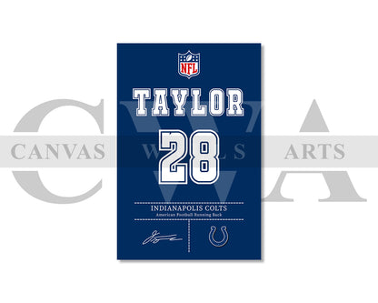 Jonathan Taylor Jersey Canvas Wall Art NFL Jersey Poster Print American Sports Canvas Wall Art
