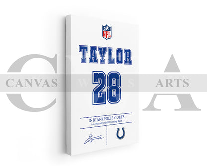 Jonathan Taylor Jersey Canvas Wall Art NFL Jersey Poster Print Sports Canvas Wall Art