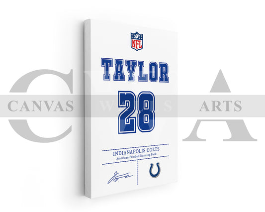 Jonathan Taylor Jersey Canvas Wall Art NFL Jersey Poster Print Sports Canvas Wall Art