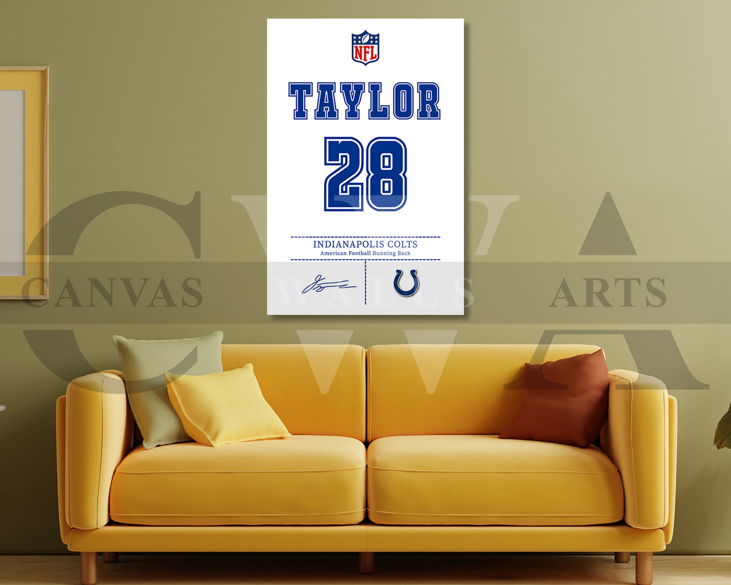 Jonathan Taylor Jersey Canvas Wall Art NFL Jersey Poster Print Sports Canvas Wall Art