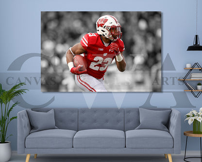 Jonathan Taylor Black & White Canvas Art American Football Canvas Wall Art