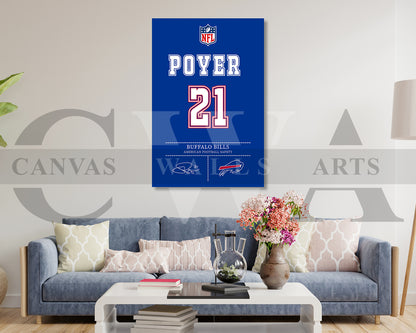 Jordan Poyer Jersey Canvas Wall Art NFL Jersey Poster Print Sports Canvas Wall Art