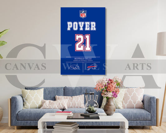 Jordan Poyer Jersey Canvas Wall Art NFL Jersey Poster Print Sports Canvas Wall Art