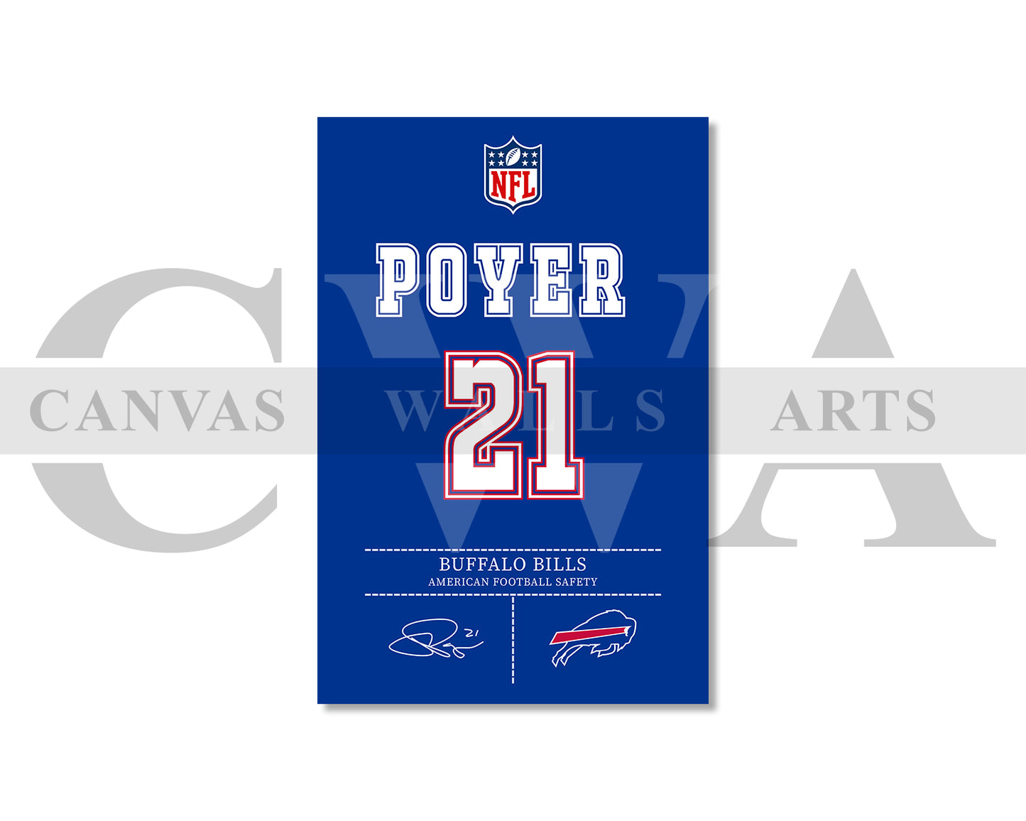 Jordan Poyer Jersey Canvas Wall Art NFL Jersey Poster Print Sports Canvas Wall Art