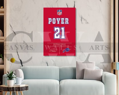 Jordan Poyer Jersey Canvas Wall Art NFL Jersey Poster Print Canvas Frame Ready To Hang