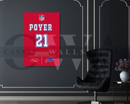 Jordan Poyer Jersey Canvas Wall Art NFL Jersey Poster Print Canvas Frame Ready To Hang