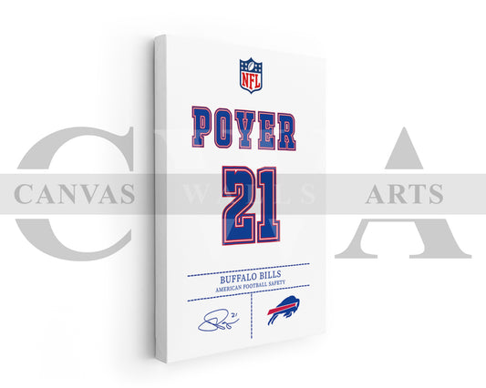 Jordan Poyer Jersey Canvas Wall Art NFL Jersey Poster Print American Football Jersey Canvas Print