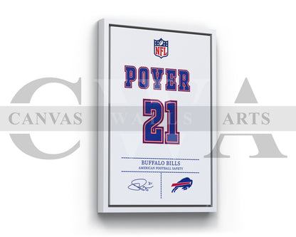 Jordan Poyer Jersey Canvas Wall Art NFL Jersey Poster Print American Football Jersey Canvas Print