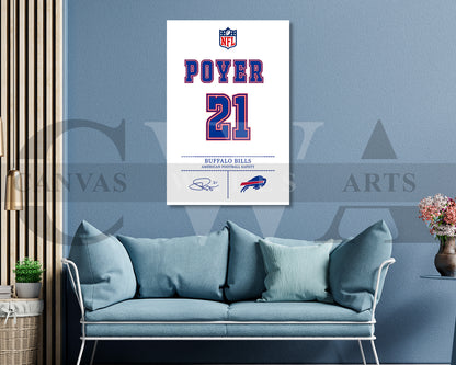 Jordan Poyer Jersey Canvas Wall Art NFL Jersey Poster Print American Football Jersey Canvas Print