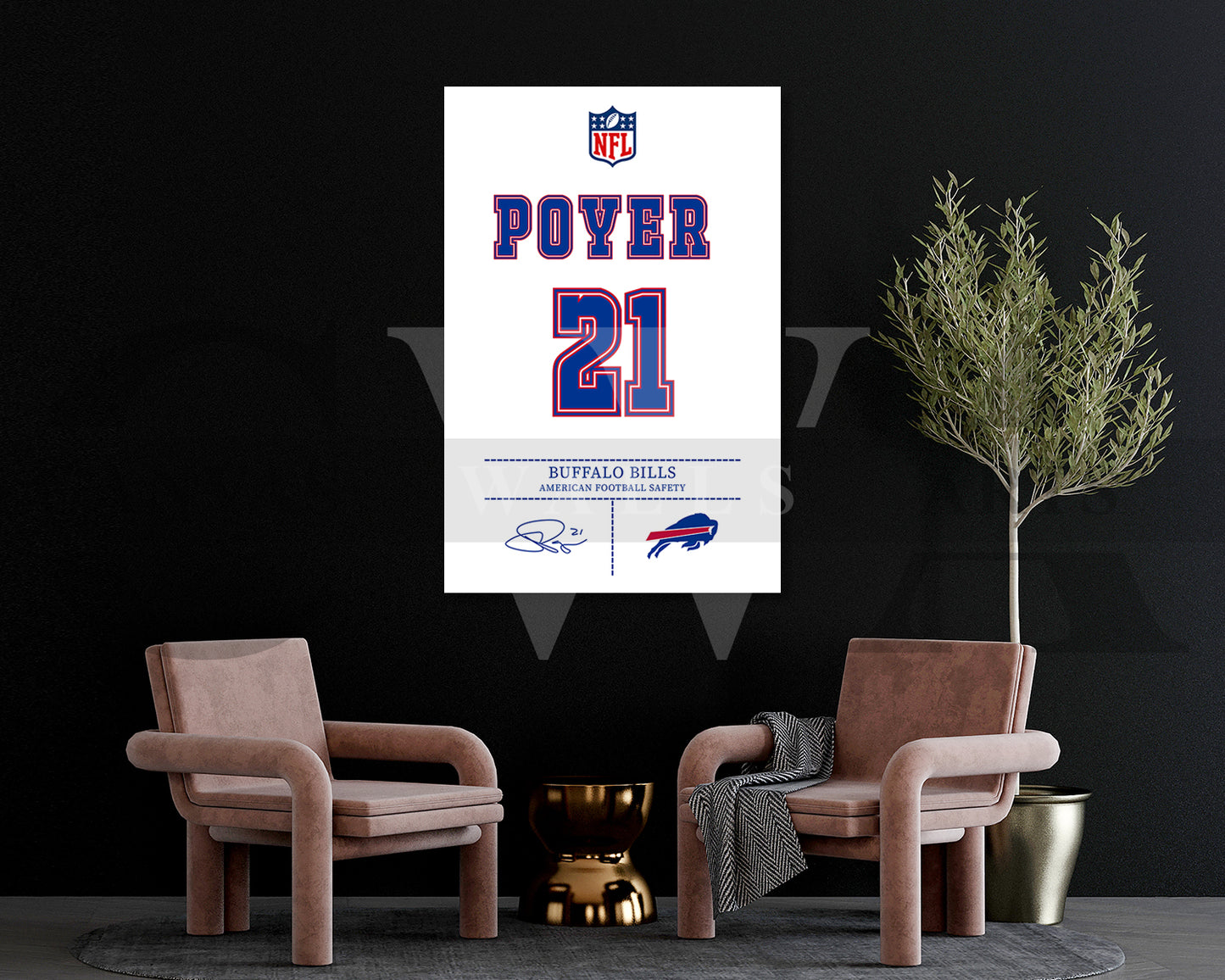 Jordan Poyer Jersey Canvas Wall Art NFL Jersey Poster Print American Football Jersey Canvas Print