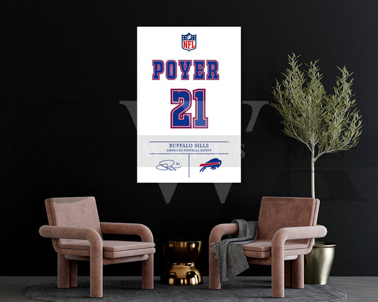 Jordan Poyer Jersey Canvas Wall Art NFL Jersey Poster Print American Football Jersey Canvas Print