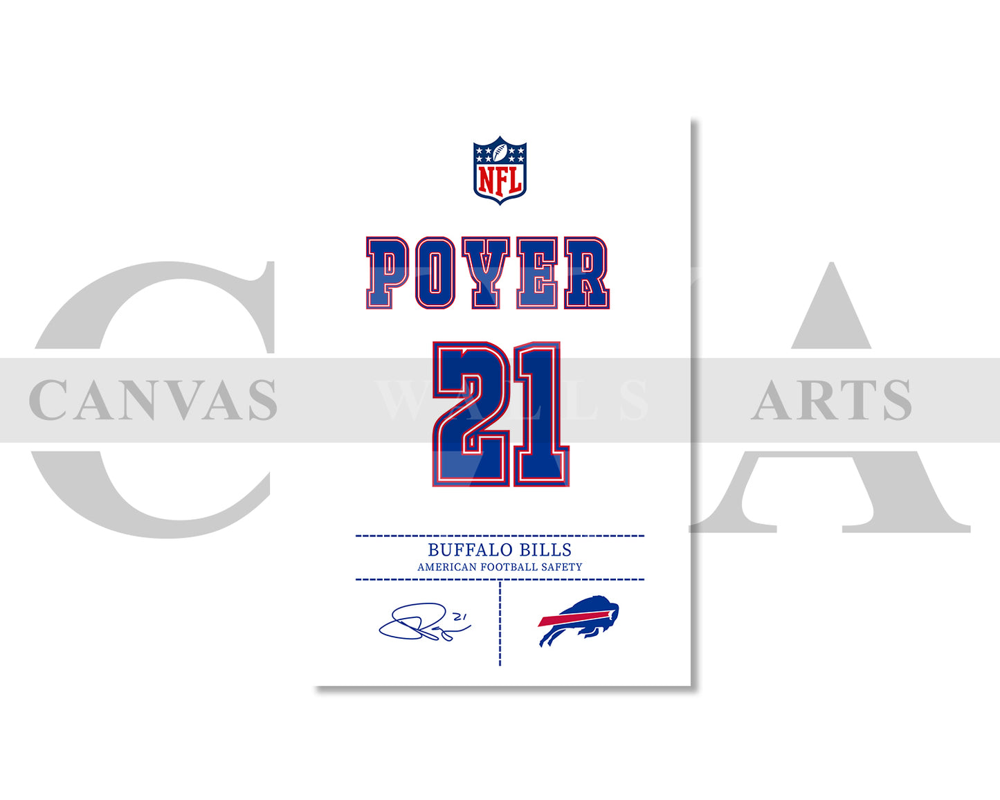 Jordan Poyer Jersey Canvas Wall Art NFL Jersey Poster Print American Football Jersey Canvas Print