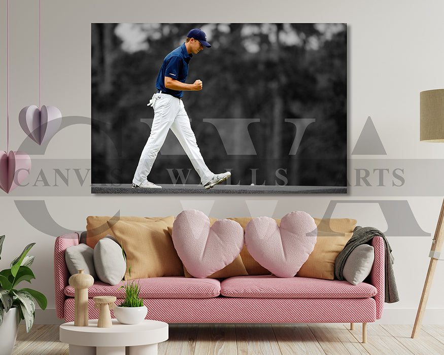 Jordan Spieth Black & White Canvas Art Golf Canvas Wall Art