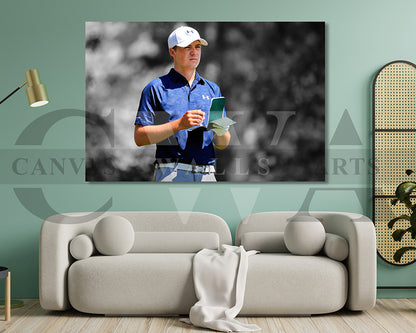Jordan Spieth Black & White Canvas Art Golf Canvas Wall Art