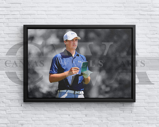 Jordan Spieth Black & White Canvas Art Golf Canvas Wall Art