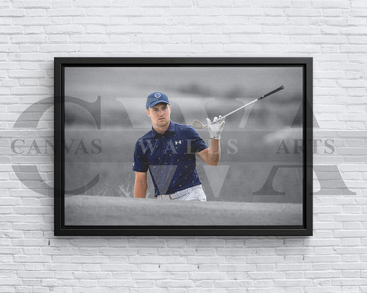 Jordan Spieth Black & White Canvas Art Golf Canvas Wall Art
