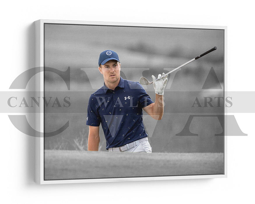 Jordan Spieth Black & White Canvas Art Golf Canvas Wall Art