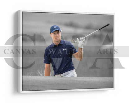 Jordan Spieth Black & White Canvas Art Golf Canvas Wall Art