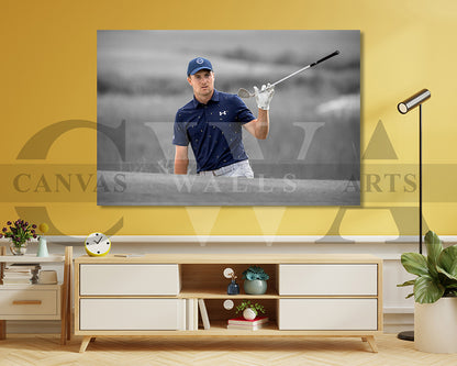 Jordan Spieth Black & White Canvas Art Golf Canvas Wall Art