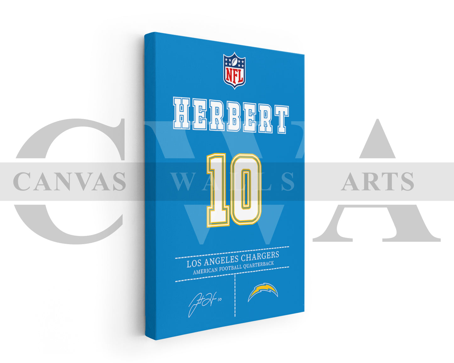 Justin Herbert Jersey Canvas Wall Art NFL Jersey Poster Print Sports Canvas Frame Ready To Hang