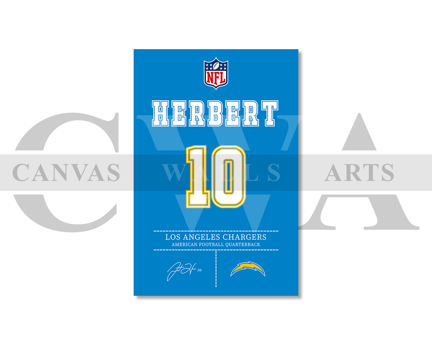 Justin Herbert Jersey Canvas Wall Art NFL Jersey Poster Print Sports Canvas Frame Ready To Hang