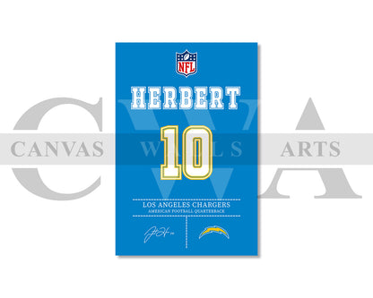Justin Herbert Jersey Canvas Wall Art NFL Jersey Poster Print Sports Canvas Frame Ready To Hang