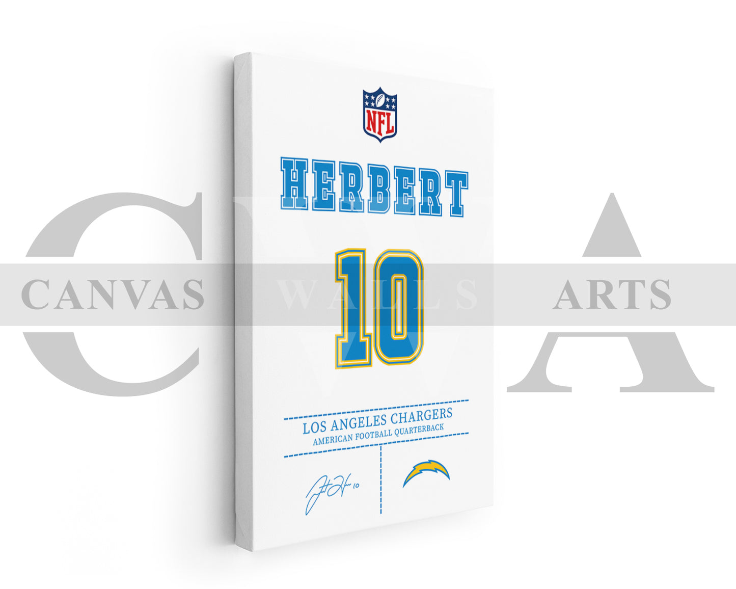 Justin Herbert Jersey Canvas Wall Art NFL Jersey Poster Print Canvas Frame Ready To Hang