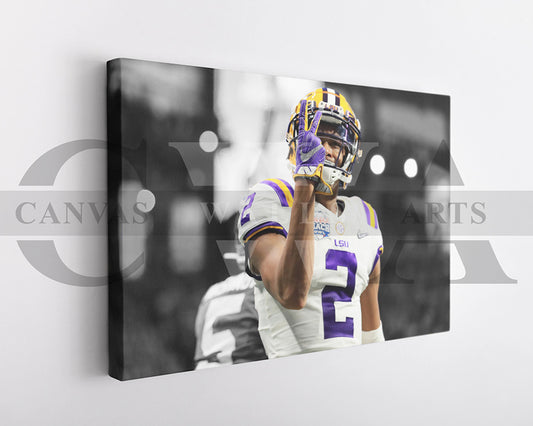 Justin Jefferson Black & White Canvas Art American Football Canvas Wall Art