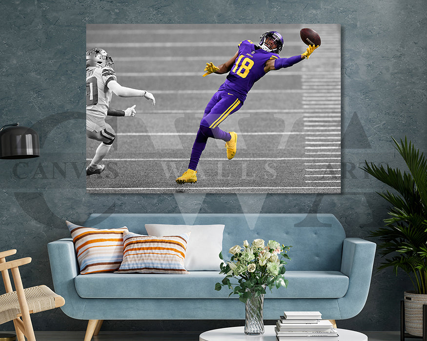 Justin Jefferson Black & White Canvas Art American Football Canvas