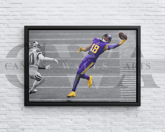 Justin Jefferson Black & White Canvas Art American Football Canvas Wall Art