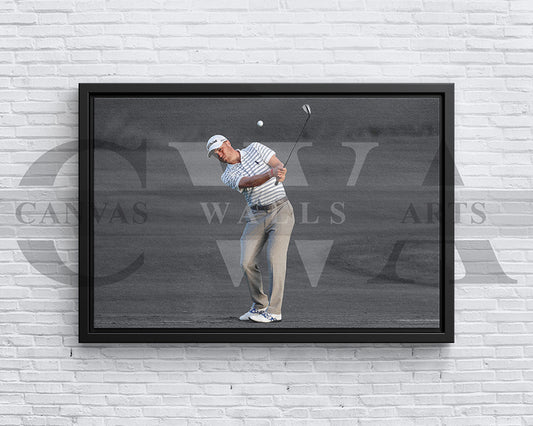 Justin Thomas Black & White Canvas Art Golf Canvas Wall Art