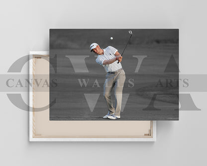 Justin Thomas Black & White Canvas Art Golf Canvas Wall Art