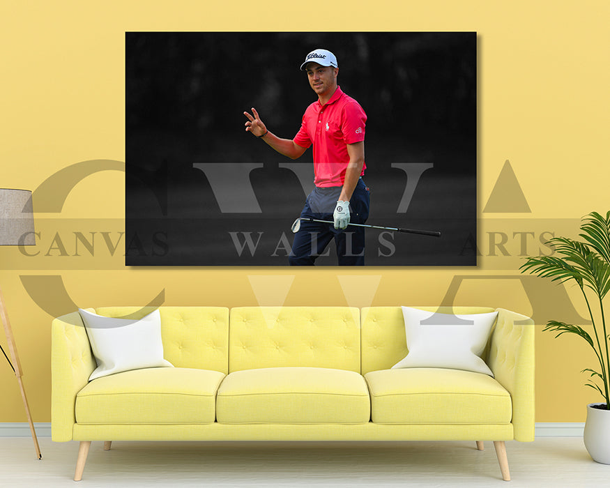 Justin Thomas Black & White Canvas Art Golf Canvas Wall Art