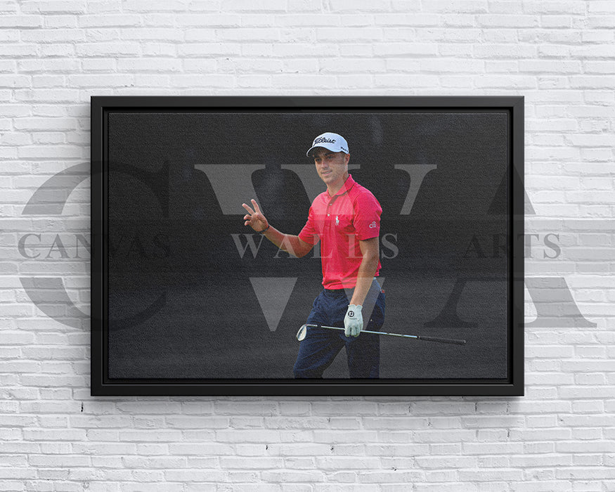 Justin Thomas Black & White Canvas Art Golf Canvas Wall Art