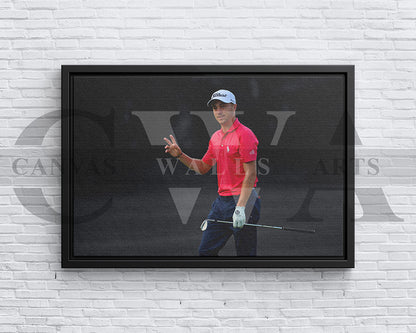 Justin Thomas Black & White Canvas Art Golf Canvas Wall Art