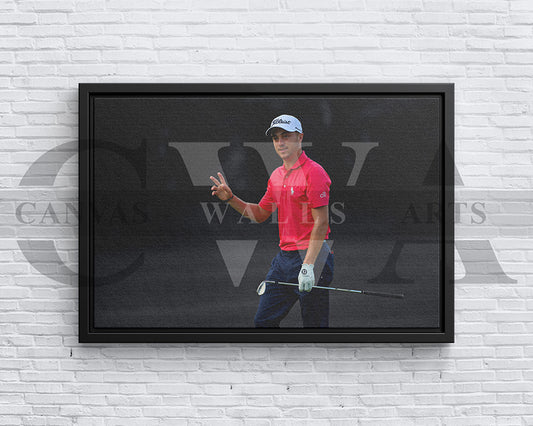 Justin Thomas Black & White Canvas Art Golf Canvas Wall Art
