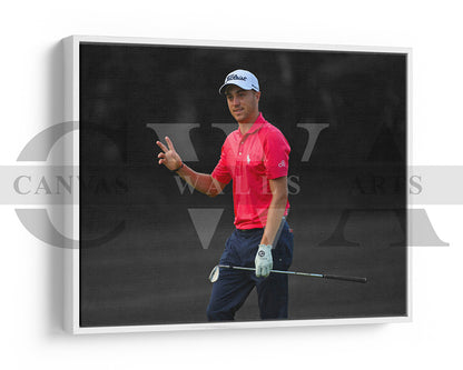 Justin Thomas Black & White Canvas Art Golf Canvas Wall Art