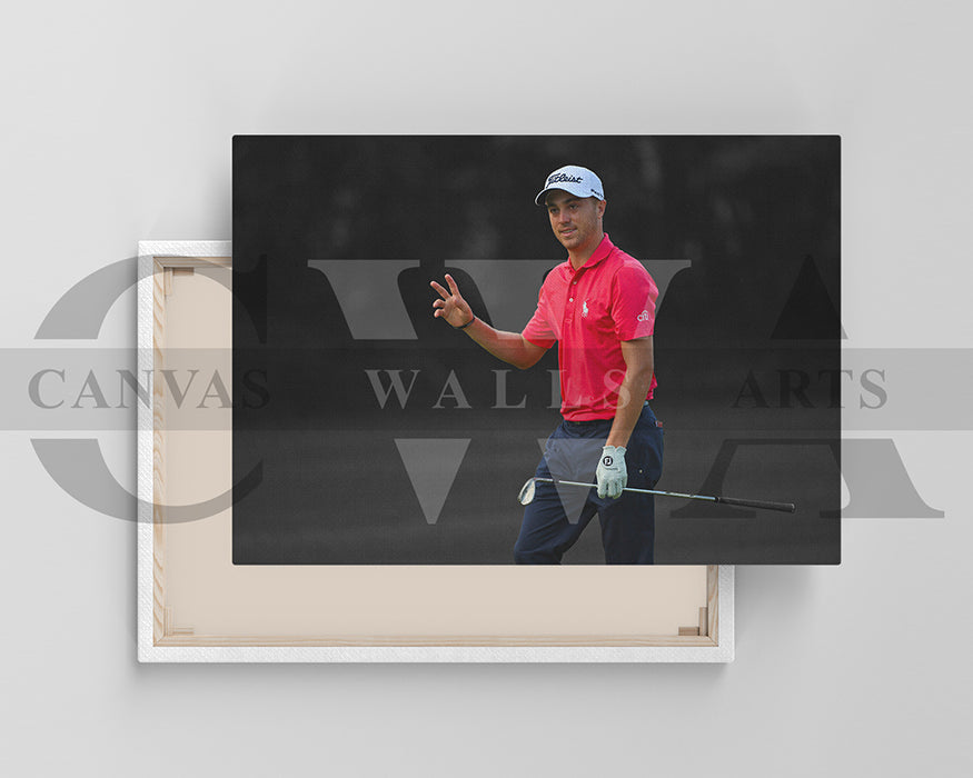 Justin Thomas Black & White Canvas Art Golf Canvas Wall Art