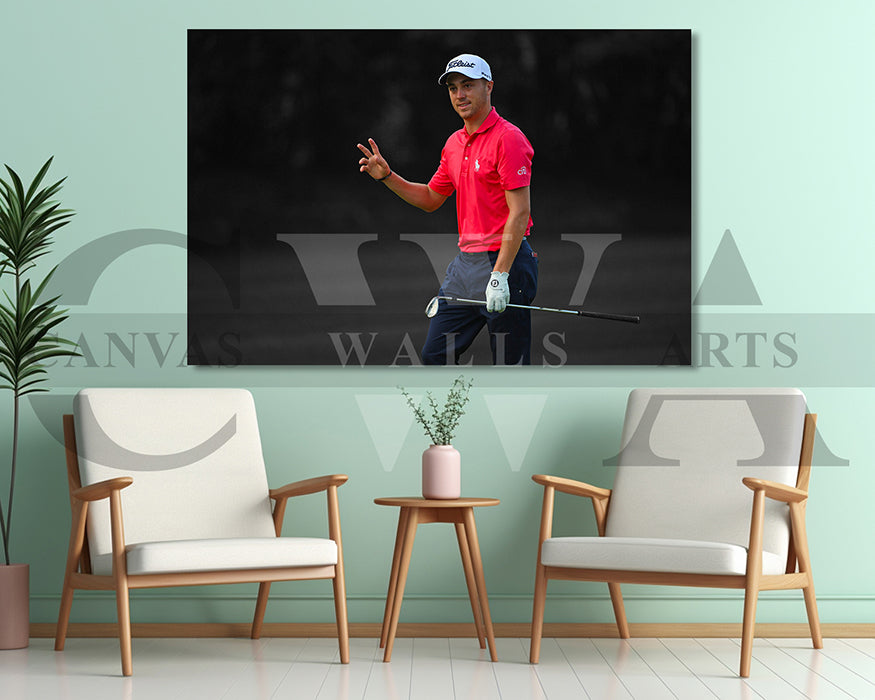 Justin Thomas Black & White Canvas Art Golf Canvas Wall Art