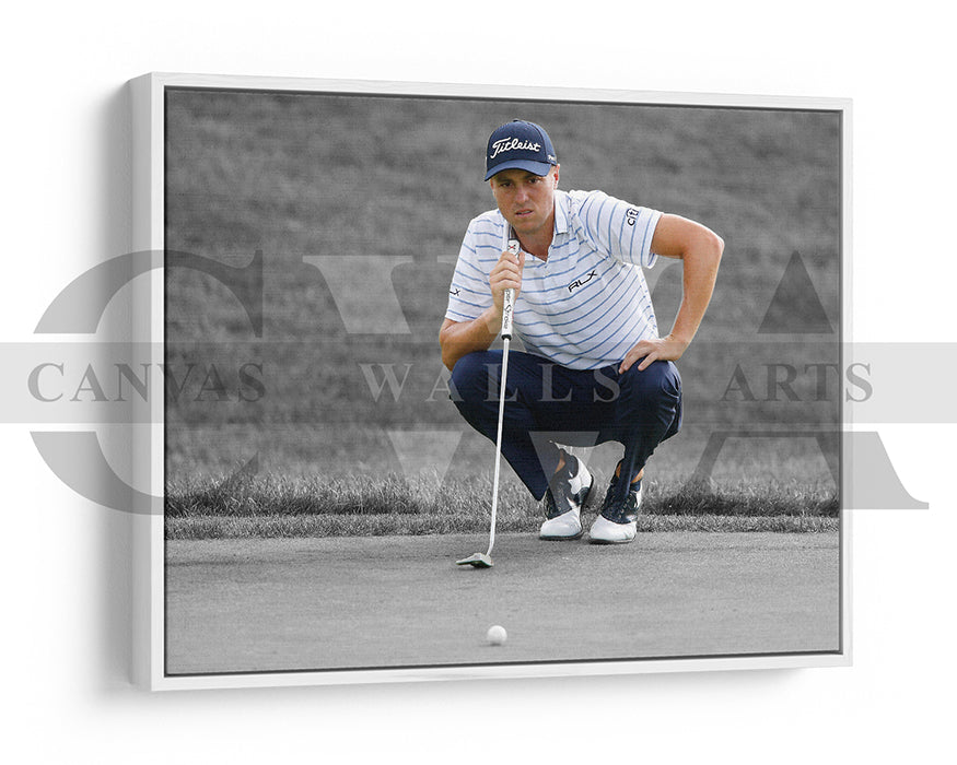 Justin Thomas Black & White Canvas Art Golf Canvas Wall Art