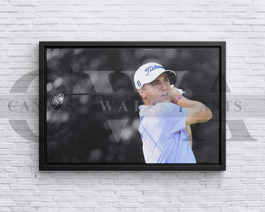 Justin Thomas Black & White Canvas Art Golf Canvas Wall Art