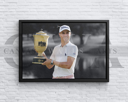 Justin Thomas Black & White Canvas Art Golf Canvas Wall Art