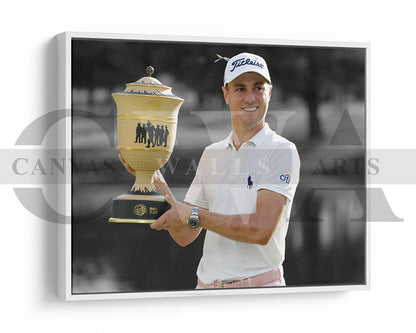 Justin Thomas Black & White Canvas Art Golf Canvas Wall Art