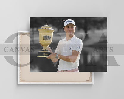 Justin Thomas Black & White Canvas Art Golf Canvas Wall Art