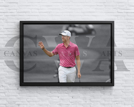 Justin Thomas Black & White Canvas Art Golf Canvas Wall Art