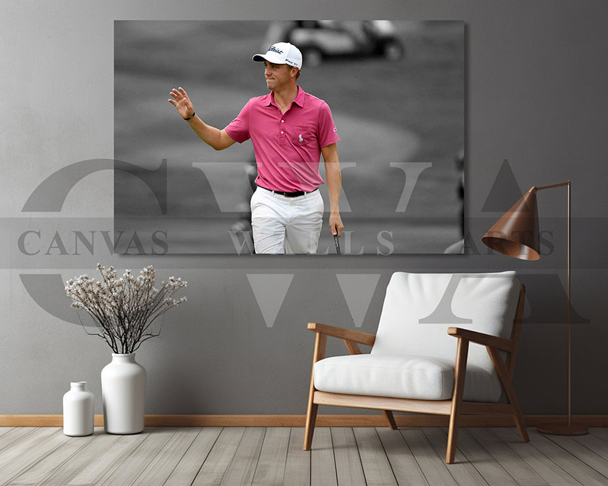 Justin Thomas Black & White Canvas Art Golf Canvas Wall Art