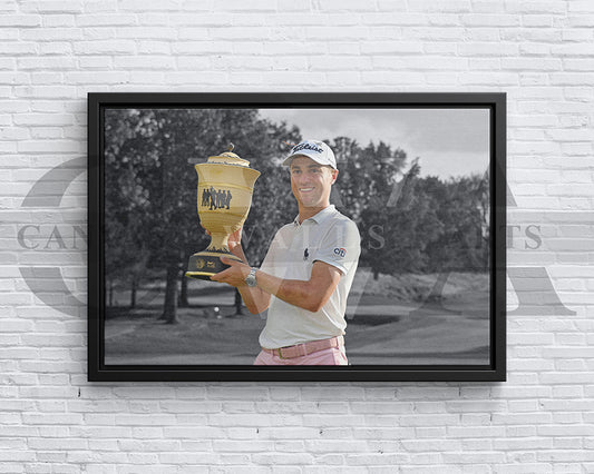 Justin Thomas Black & White Canvas Art Golf Canvas Wall Art