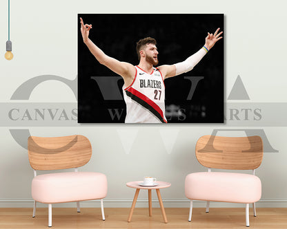 Jusuf Nurkic Black & White Canvas Art Basketball Canvas Wall Art