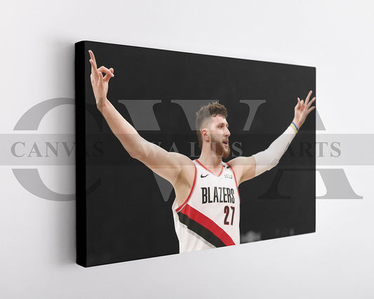 Jusuf Nurkic Black & White Canvas Art Basketball Canvas Wall Art