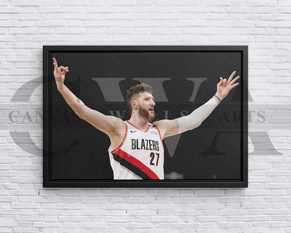 Jusuf Nurkic Black & White Canvas Art Basketball Canvas Wall Art